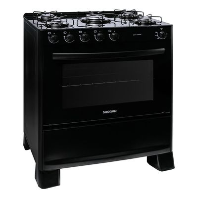 Fogão Suggar de Piso Cook Essence 5 Bocas com Mesa de Vidro Preto
