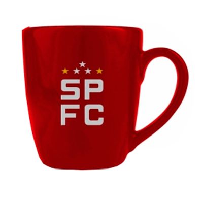 Caneca Cerâmica Prime BrasFoot Sao Paulo 350 ML Licenciada Vermelho