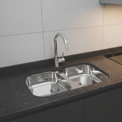 Cuba Dupla Tramontina 34L Aço Inox Alto Brilho Embutir Isis 2C 34 BL Válvula com Escape