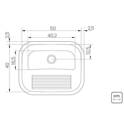 Tanque para Lavanderia 50x40cm Aço Inox Escovado Tramontina Hera 34L Área de Serviço Limpeza