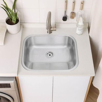 Tanque para Lavanderia 50x40cm Aço Inox Escovado Tramontina Hera 34L Área de Serviço Limpeza