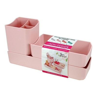 Organizador De Mesa- Maquiagem - Porta Treco - Caneta 3 Peças Linha Loft Rosa