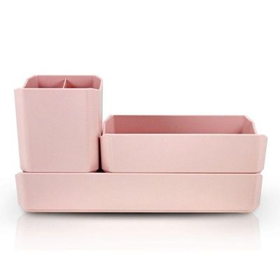 Organizador De Mesa- Maquiagem - Porta Treco - Caneta 3 Peças Linha Loft Rosa