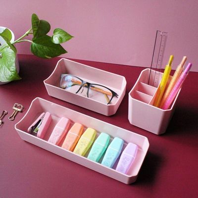 Organizador De Mesa- Maquiagem - Porta Treco - Caneta 3 Peças Linha Loft Rosa