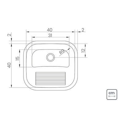 Tanque Inox Escovado 40x40cm de Encaixe Tramontina Hera Compact 25L Lavanderia Área de Serviço