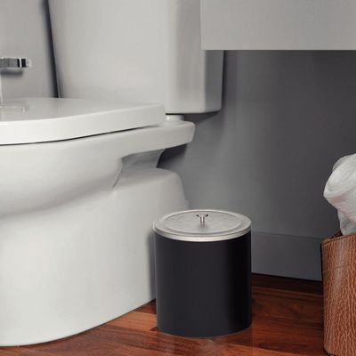Lixeira Tramontina Útil Preta com Tampa em Aço Inox 5 Litros Redonda Cozinha Lavabo Home Office
