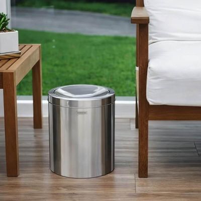 Lixeira Redonda Tramontina Swing 12L Tampa Basculante Inox Área de Serviço Banheiro Cozinha