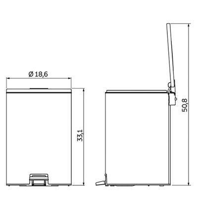 Lixeira com Pedal Tramontina Loop 5L Aço Inox Polido Balde Interno Hall de Entrada Escritório