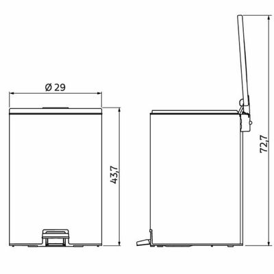 Lixeira 20 Litros com Pedal Tramontina Loop Aço Inox Polido Balde Interno Banheiro Escritório