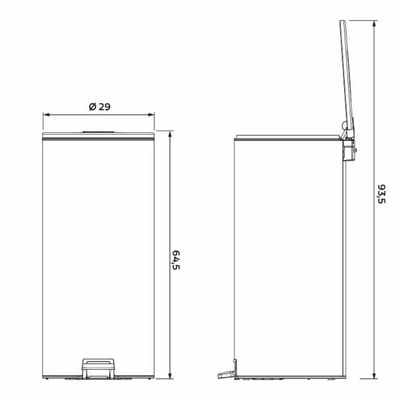Lixeira com Pedal Tramontina Loop 30L Inox Acabamento Polido e Balde Interno Escritório Recepção