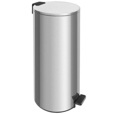 Lixeira com Pedal Tramontina Loop 30L Inox Acabamento Polido e Balde Interno Escritório Recepção