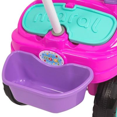 Triciclo Rosa Infantil com Apoio Lateral e Pedal Removíveis