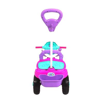 Triciclo Rosa Infantil com Apoio Lateral e Pedal Removíveis