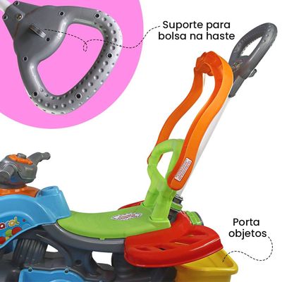 Carrinho de Passeio Infantil Quadriciclo Haste Pedal Menino