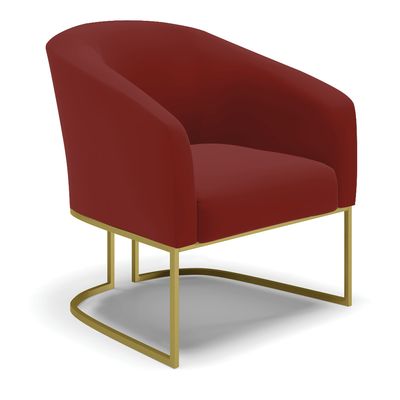 Poltrona Sala Decorativa Kit 2 Stella Base Industrial Dourada Veludo Marsala D03 - D'Rossi