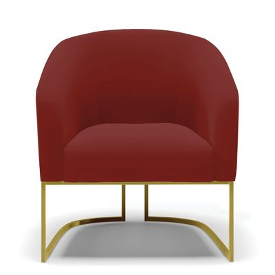 Poltrona Sala Decorativa Kit 2 Stella Base Industrial Dourada Veludo Marsala D03 - D'Rossi
