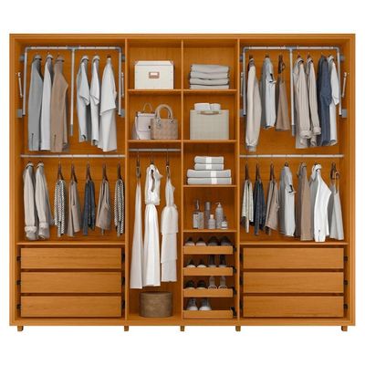 Guarda Roupa Casal Volpi 6 Portas Com Espelhos Mdf 278 Cm Cumaru Madetec