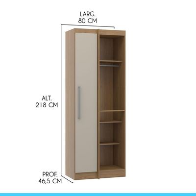 Guarda Roupa De Canto Modulado 1 Porta Selene Menu Móveis Carvalho
