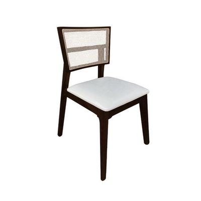 Kit 6 Cadeiras De Jantar Tela Premium Madeira Maciça Manuela Branco Facto Castanho