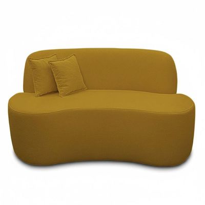 Sofá Ondulado Orgânico Pequeno 2 Lugares Sala Bouclé Mostarda