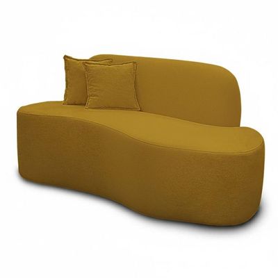 Sofá Ondulado Orgânico Pequeno 2 Lugares Sala Bouclé Mostarda