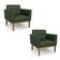Poltrona Sala Decorativa Kit 2 Elisa Base Madeira Castanho Sintético PU Verde D03 - D'Rossi