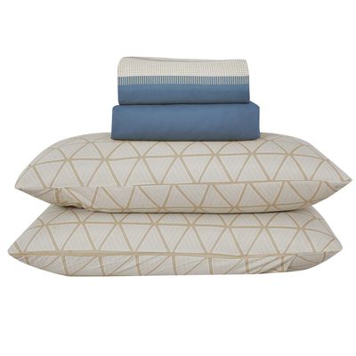 Jogo de Cama Casal Cazza Ivory Geo em Microfibra Estampado 4 Peças - Item Sortido