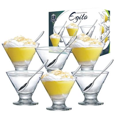 Conjunto de Taças de Sobremesa New Egito em Vidro 12 Peças Ruvolo Transparente