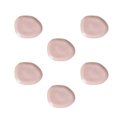 Conjunto de Pratos Oval Orgânico Litchi 31cm 6 Peças Porto Brasil Rosa