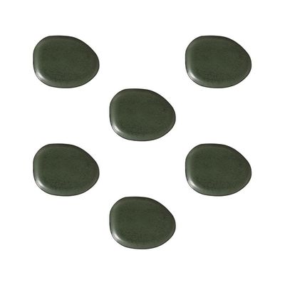 Conjunto de Pratos Oval Orgânico Greenery 31cm 6 Peças Porto Brasil Verde