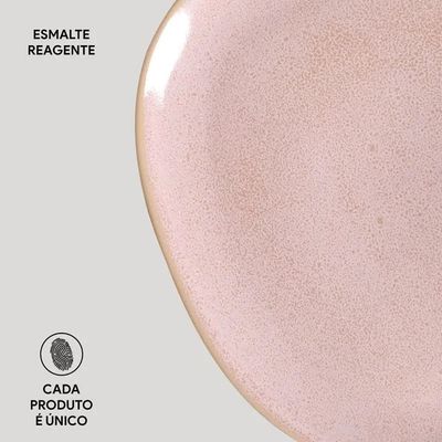 Conjunto de Pratos Oval Orgânico Litchi 31cm 6 Peças Porto Brasil Rosa