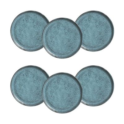 Conjunto de Pratos de Sobremesa Linhas Night Sky 21,5cm 6 Peças Porto Brasil Azul