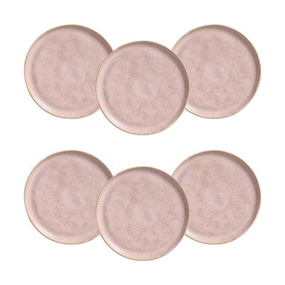 Conjunto de Pratos de Sobremesa Linhas Litchi 21,5cm 6 Peças Porto Brasil Rosa
