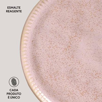Conjunto de Pratos de Sobremesa Linhas Litchi 21,5cm 6 Peças Porto Brasil Rosa
