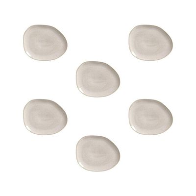 Conjunto de Pratos Oval Orgânico Latte 31cm 6 Peças Porto Brasil Off White