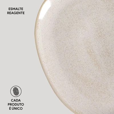Conjunto de Pratos Oval Orgânico Latte 31cm 6 Peças Porto Brasil Off White