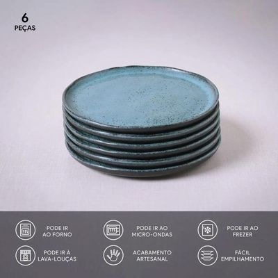 Conjunto de Pratos para Pão Bio Night Sky 6 Peças Porto Brasil Azul