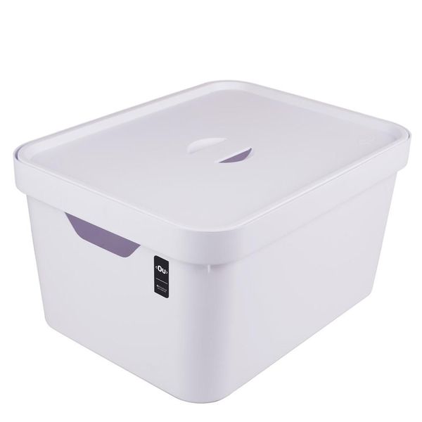 Caixa Organizadora 32L Alta com Tampa e Alça Cube Ou Branca Branca