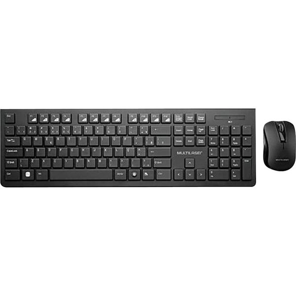 Teclado e Mouse sem Fio Multilaser Multimídia TC212 Preta