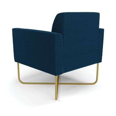 Poltrona Sala Base X Industrial Dourado Marisa Bouclê Azul D03 - D'Rossi