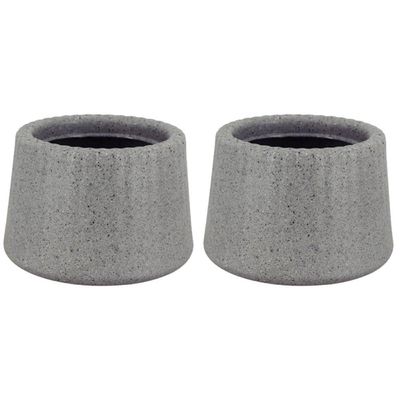 Kit 2 Vasos de Flor Decorativos Tramontina Lótus 600ml Pedra Pequenos Acabamento Granito
