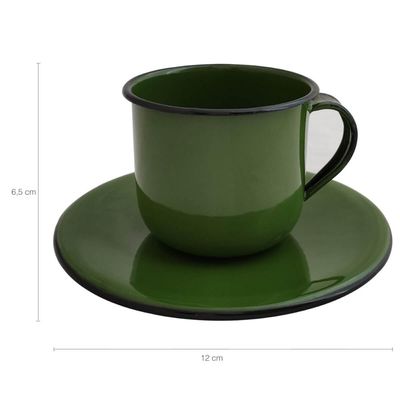 Caneca Esmaltada com Pires Café Chá 180ml