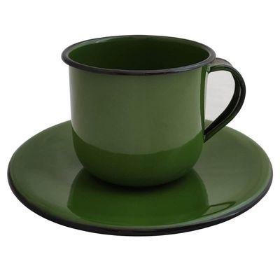 Caneca Esmaltada com Pires Café Chá 180ml