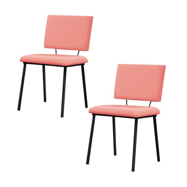 Kit 2 Cadeiras Decorativas Sala de Jantar Fennel Linho Coral - Gran Belo