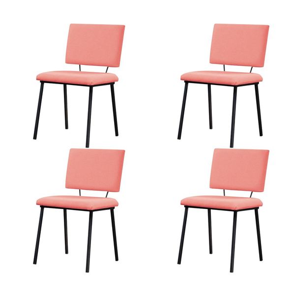 Kit 4 Cadeiras Decorativas Sala de Jantar Fennel Linho Coral - Gran Belo