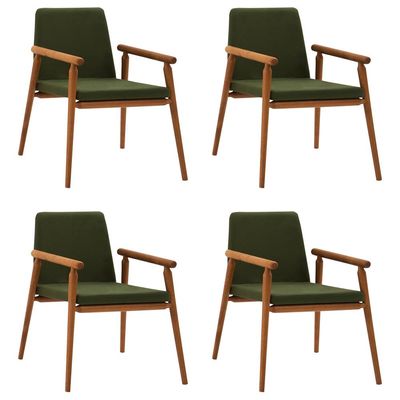 Kit 4 Cadeiras Decorativa Sala de Jantar Sidnei Veludo Verde - Gran Belo