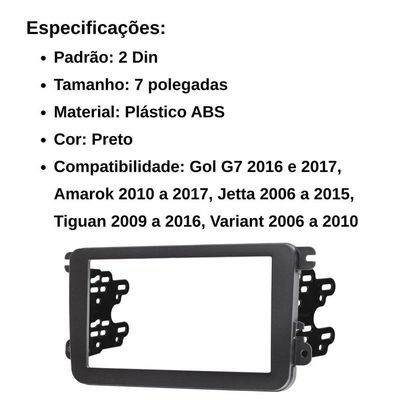Central Multimídia 2 Din Mp5 Amarok Câmera Moldura Tela Pt