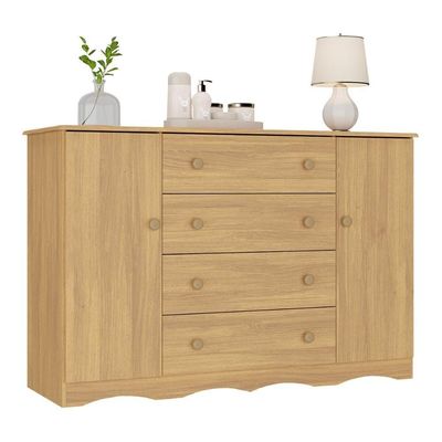 Cômoda Infantil 125cm 2 Portas E 4 Gavetas Realeza Multimóveis Mp4455 Madeirado Madeirado