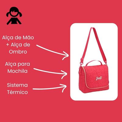 Lancheira Para Meninas Alça Para Ombros Sistema Térmico Resistente Reforçada Just La Denlex Vermelho