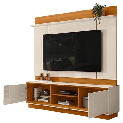 Painel Home Theater Siena Para Tv 75 Pol 2 Portas 184 Cm Cinamomo Off White Madetec